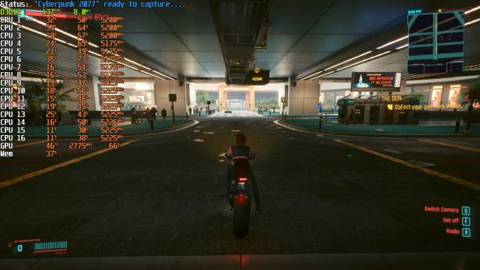 Die Last wird in Spielen manchmal nicht korrekt auf CCD0 (V-Cache) verteilt. Hier sieht man eine gemischte Verteilung in Cyberpunk.